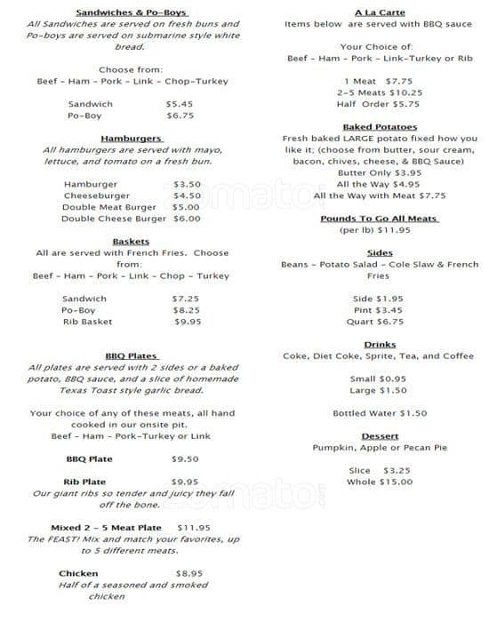 Beef & Bun Barbecue a Houston Foto del Menu con Prezzi Urbanspoon/Zomato