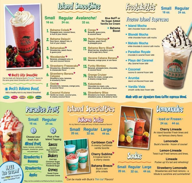 Menu at Bahama Buck's pub & bar, Fort Worth, W 7th St #181