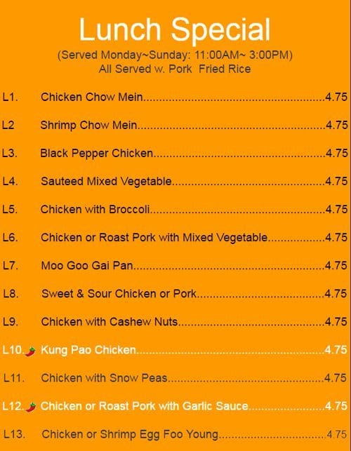 Rainbow Garden Chinese Restaurant Menu Urbanspoon/Zomato