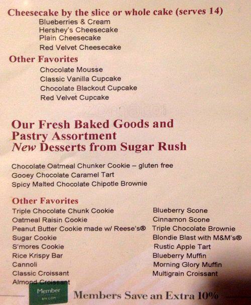 Barnes Noble Cafe Menu Menu For Barnes Noble Cafe Downtown