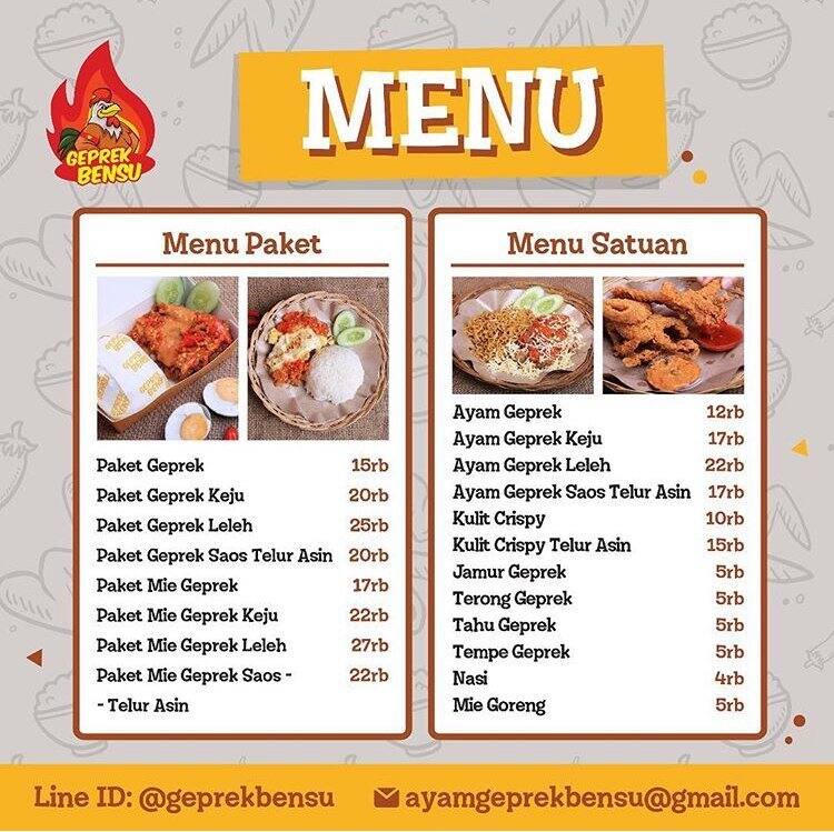 I Am Geprek Bensu Meruya Menu I Am Geprek Bensu Meruya Menu