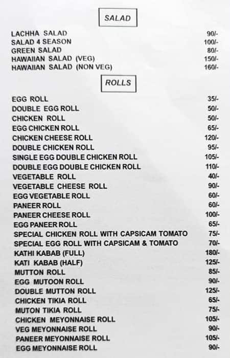 Hajus Darbar - Kolkata menu