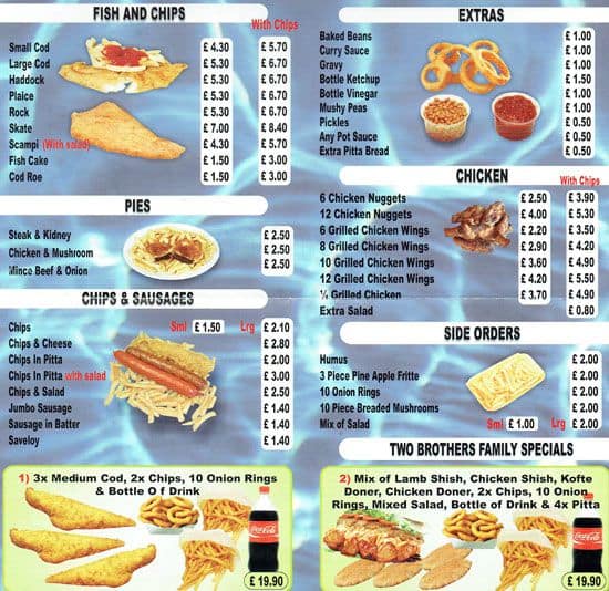 Menu at Two Brothers Fish Bar & Kebab, London