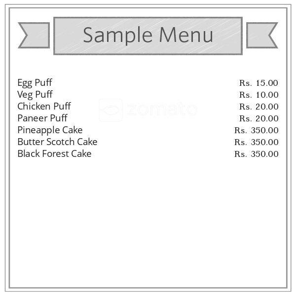 Ambees Bakery menu