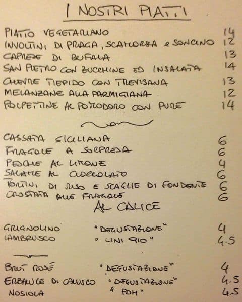 Menu di Al Buon Convento 