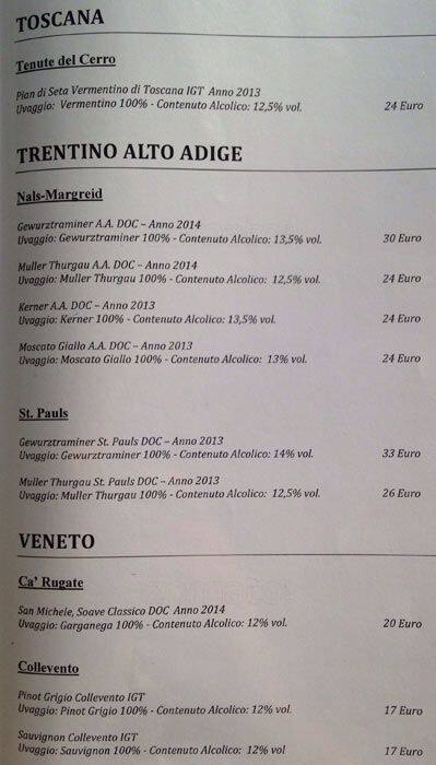 Menu di La Fata Ignorante 