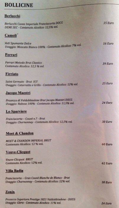 Menu di La Fata Ignorante 