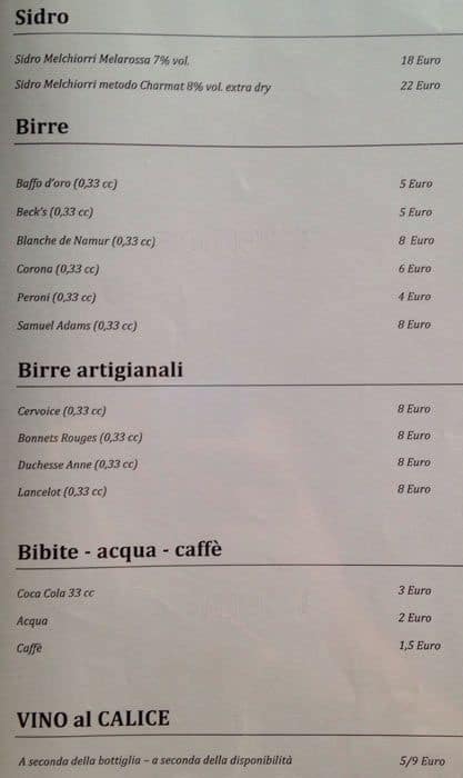 Menu di La Fata Ignorante 