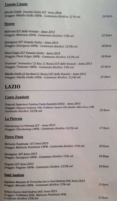 Menu di La Fata Ignorante 