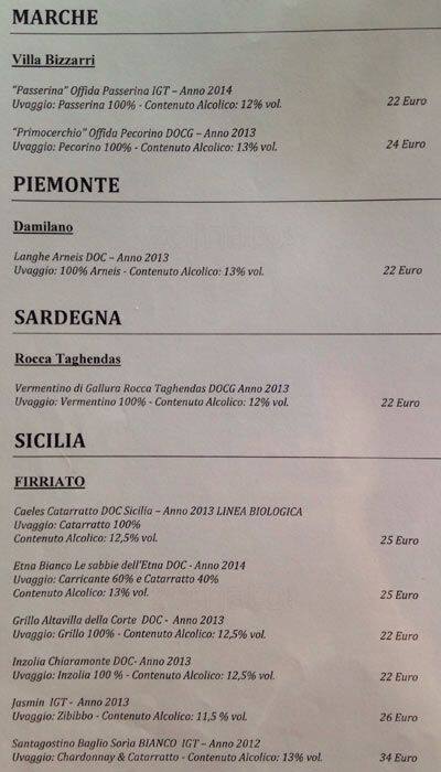 Menu di La Fata Ignorante 