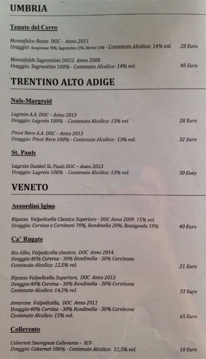 Menu di La Fata Ignorante 