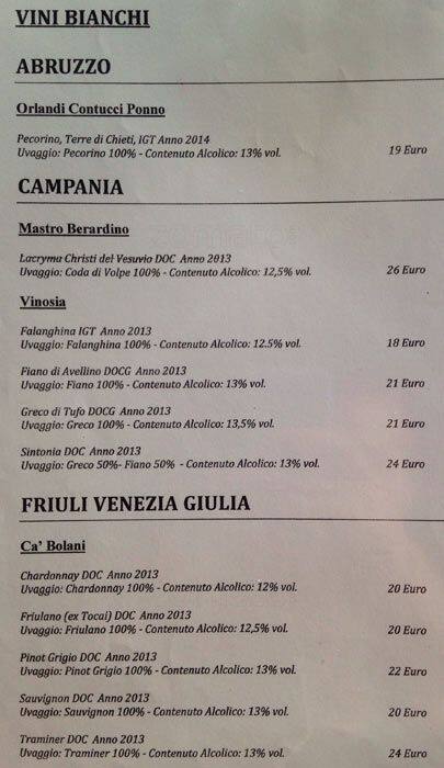 Menu di La Fata Ignorante 