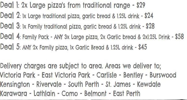 Avanti Pizza Cafe menu
