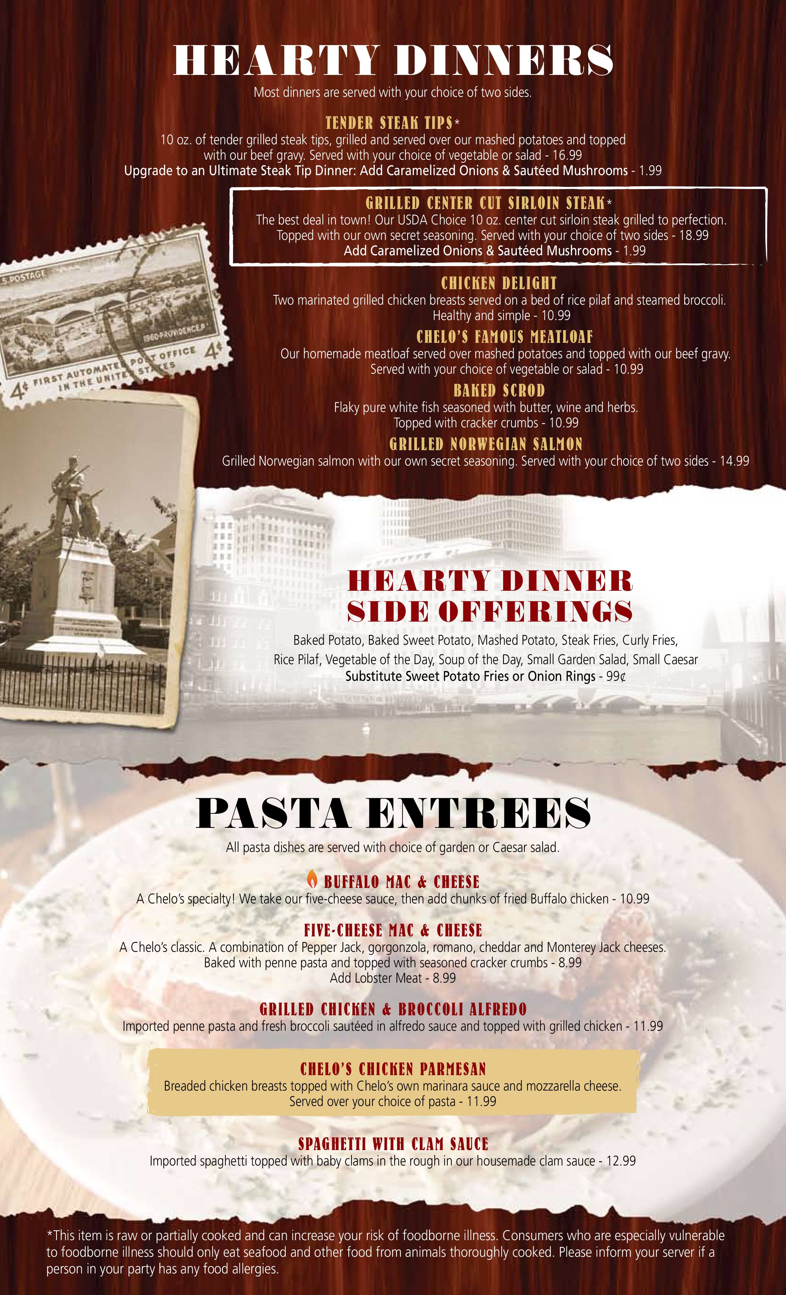 Menu at Chelo's Hometown Bar & Grille, Woonsocket