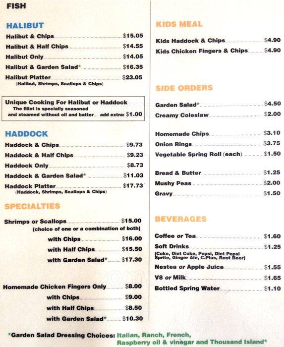 Tartan Fish & Chips Menu, Menu for Tartan Fish & Chips, Oakville
