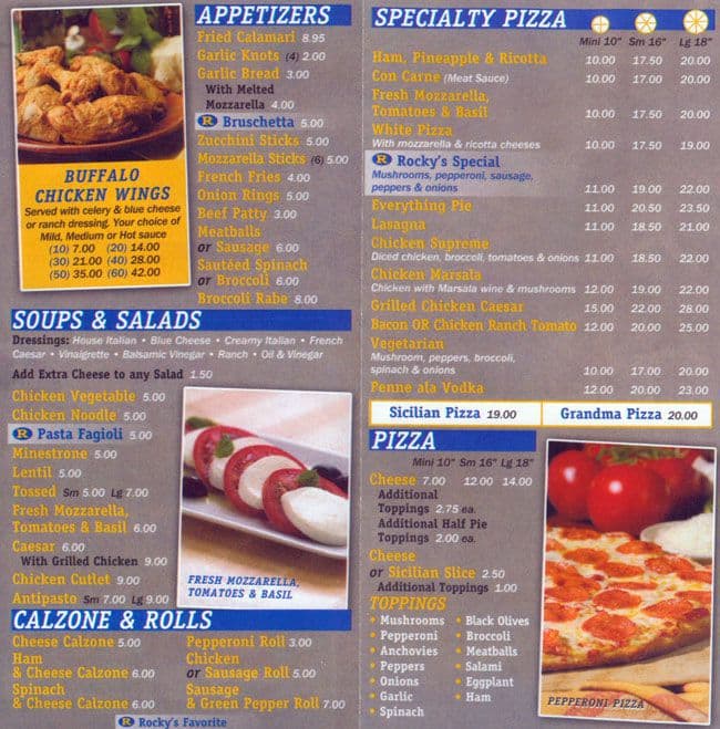 Rocky's Pizza Bar and Restaurant Menu - Urbanspoon/Zomato
