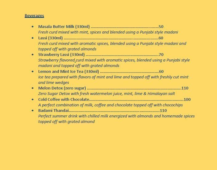 Menu at Breaking Bread, Hyderabad, 4-12