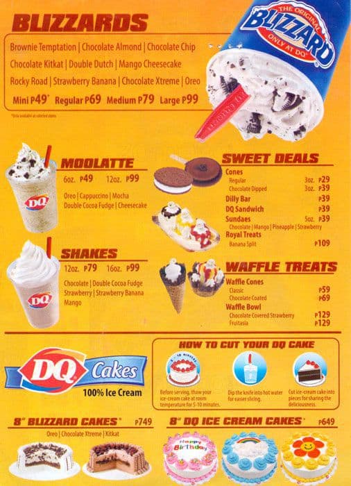 dairy queen ice cream cake prices