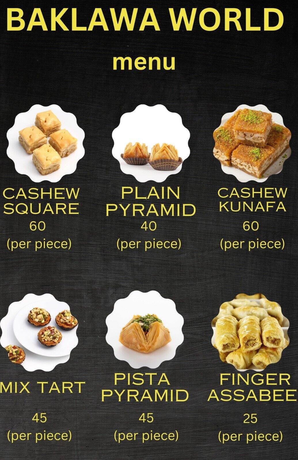 Menu of Baklawa World, Shastri Nagar, Ghaziabad