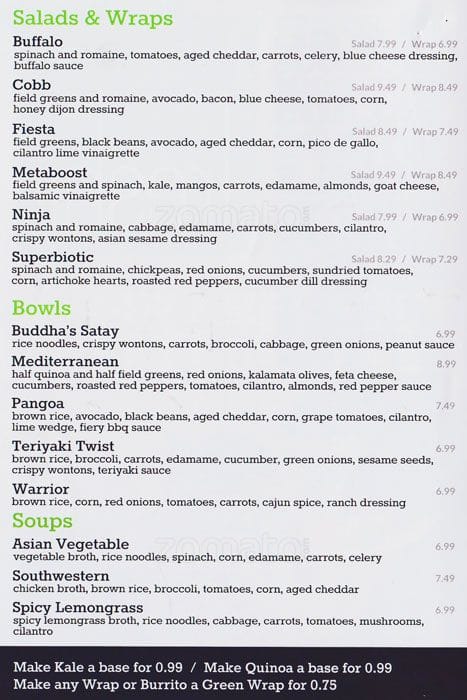 Menu At Freshii Fast Food Toronto 2300 Yonge St