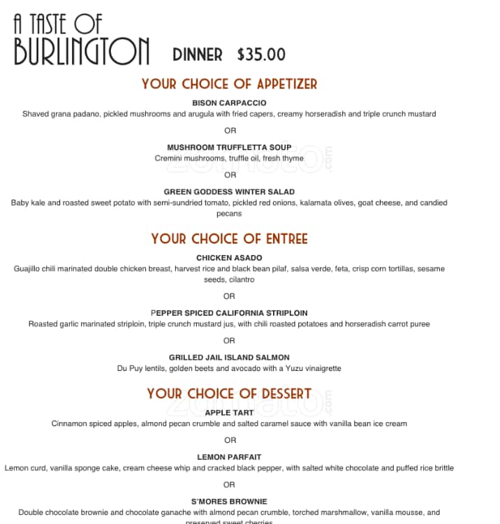 Canyon Creek Menu, Menu for Canyon Creek, Burlington, Toronto