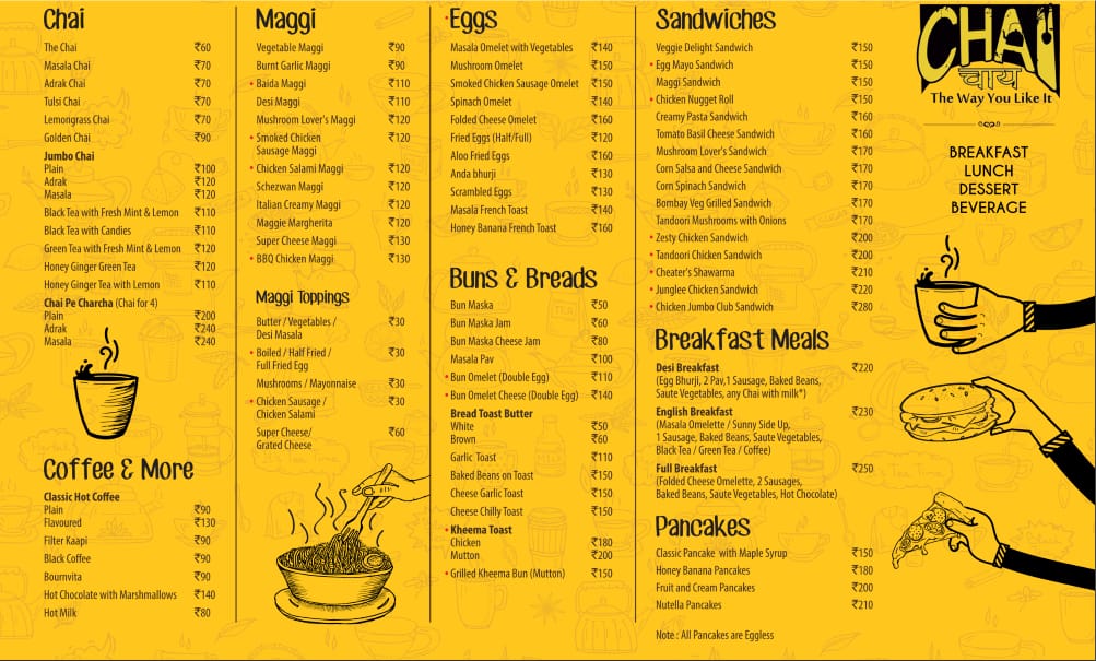 chai street kitchen and bar menu