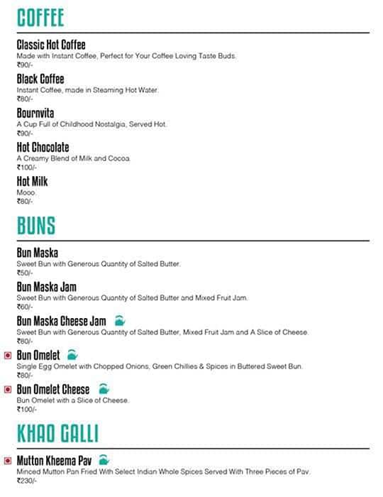 The Chai Cafè - Pune menu