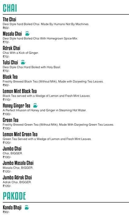 The Chai Cafè - Pune menu