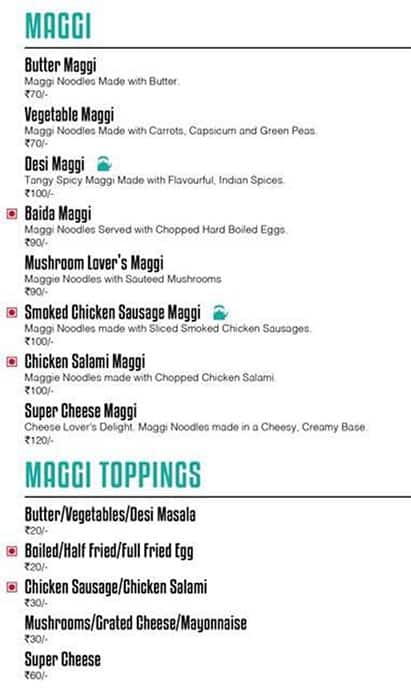 The Chai Cafè - Pune menu