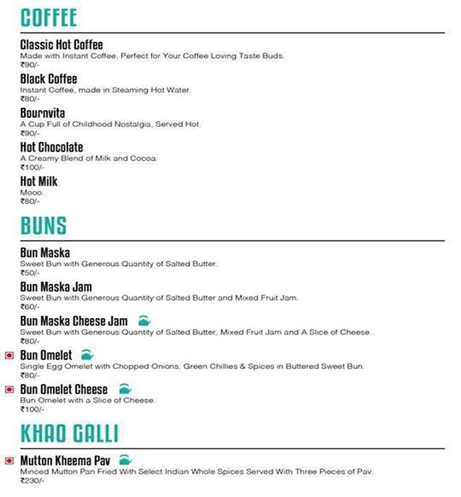Chai menu