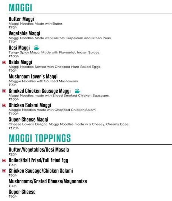 Chai menu