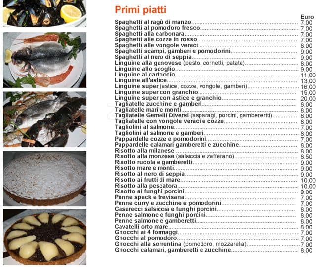 Menu di Ristorante Pizzeria I Gemelli Diversi 