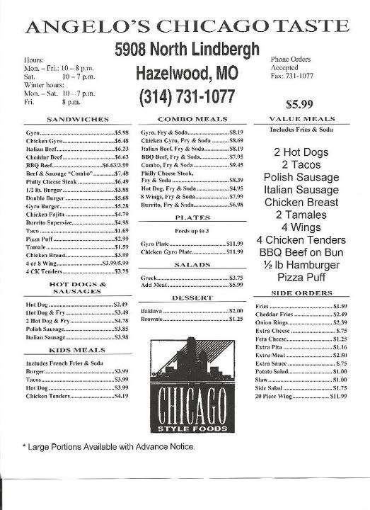 Angelo's Chicago Taste Menu Urbanspoon/Zomato