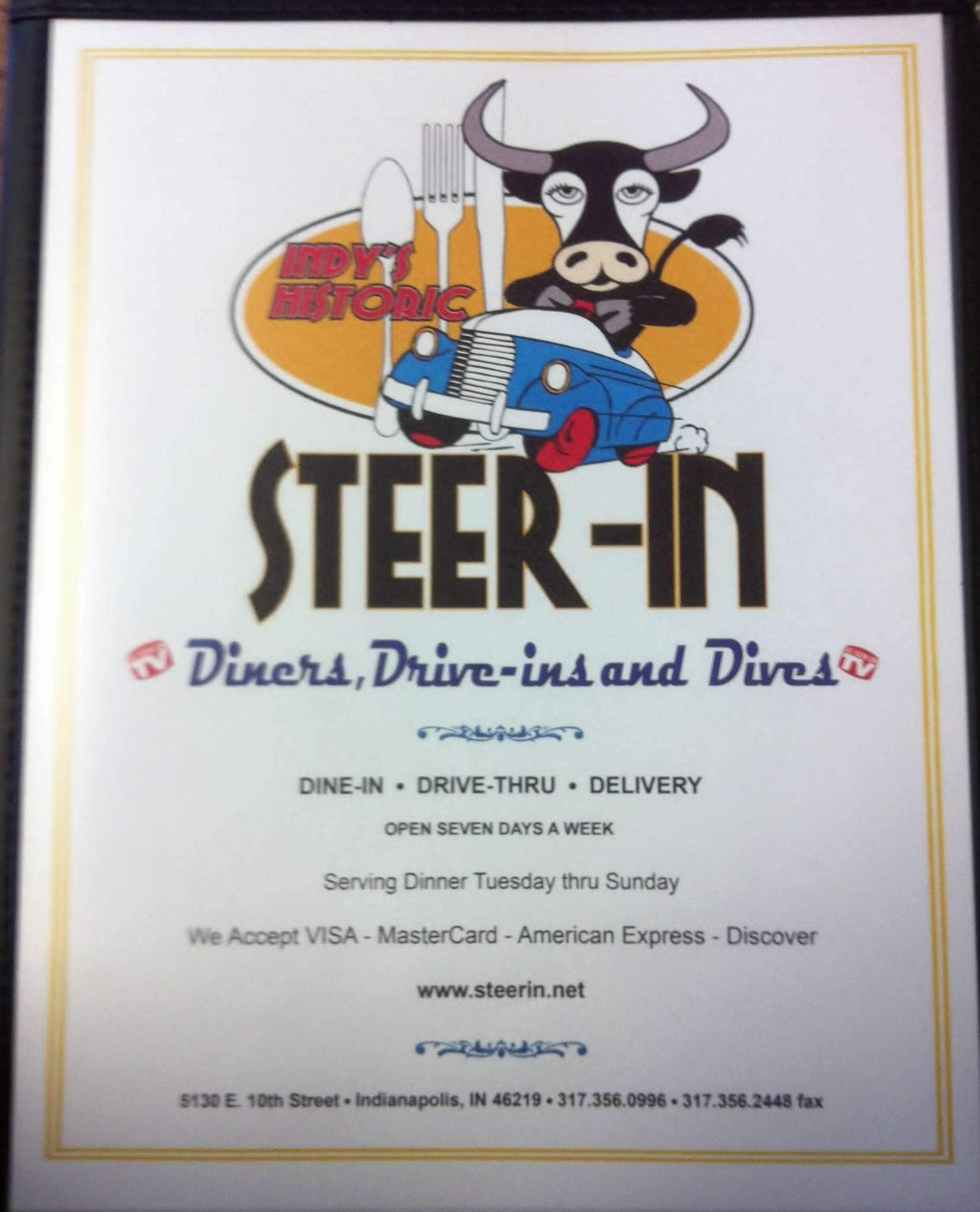 Menu at SteerIn restaurant, Indianapolis