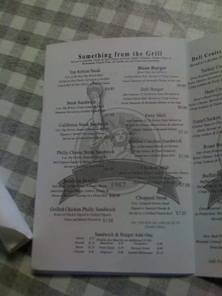 Menu at New York Deli restaurant, McAllen, 829 W Dove Ave