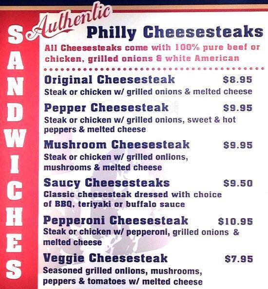 Menu at Go Philly Cheesesteaks & Wings restaurant,