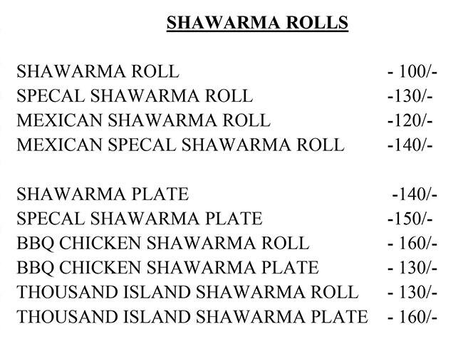 CHOPPERS KITCHEN menu