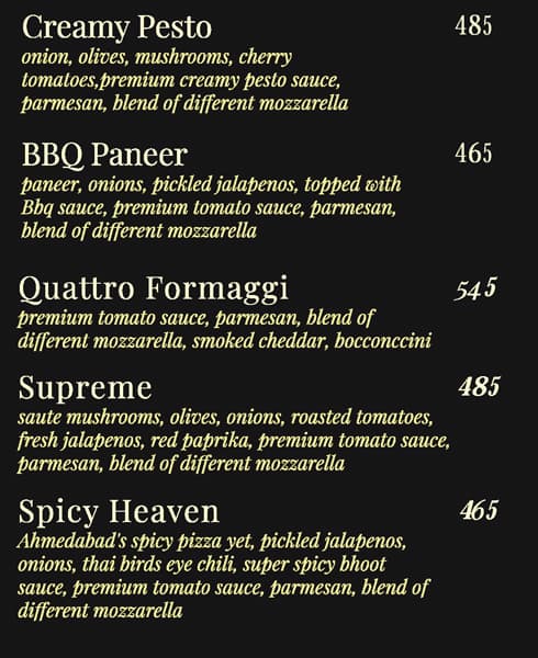 Tiato (Formerly Olio Pizzeria) menu