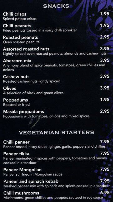 Abercorn menu