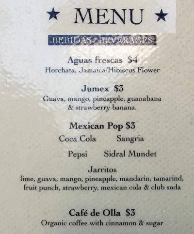 Menu de Pancho y Emiliano