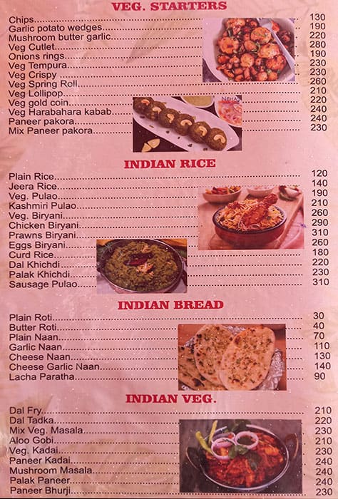 Tropicana Beach Shack. menu