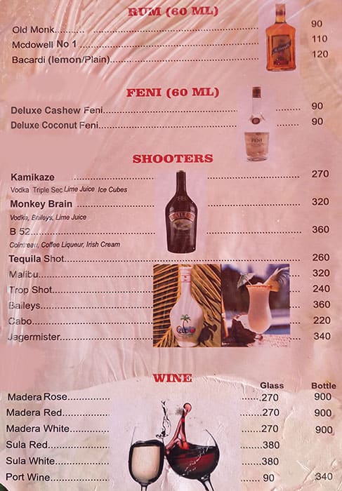 Tropicana Beach Shack. menu