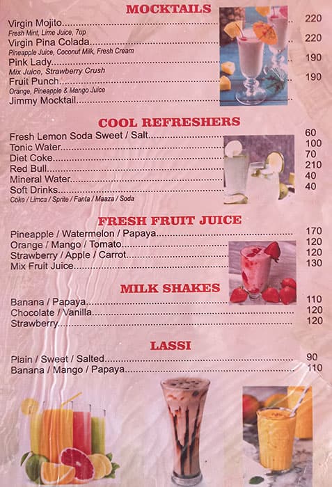 Tropicana Beach Shack. menu