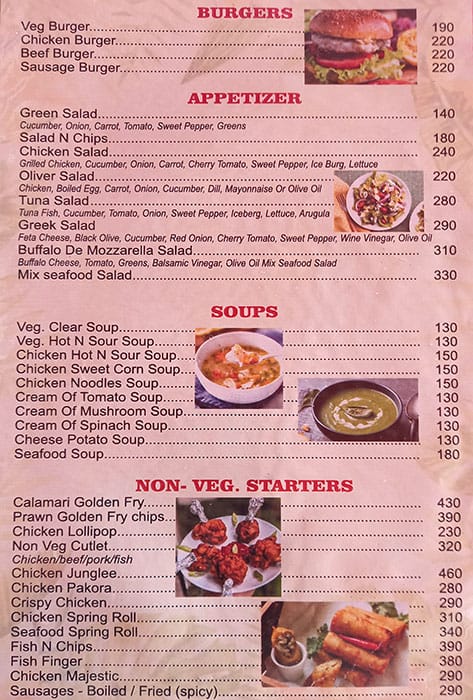 Tropicana Beach Shack. menu