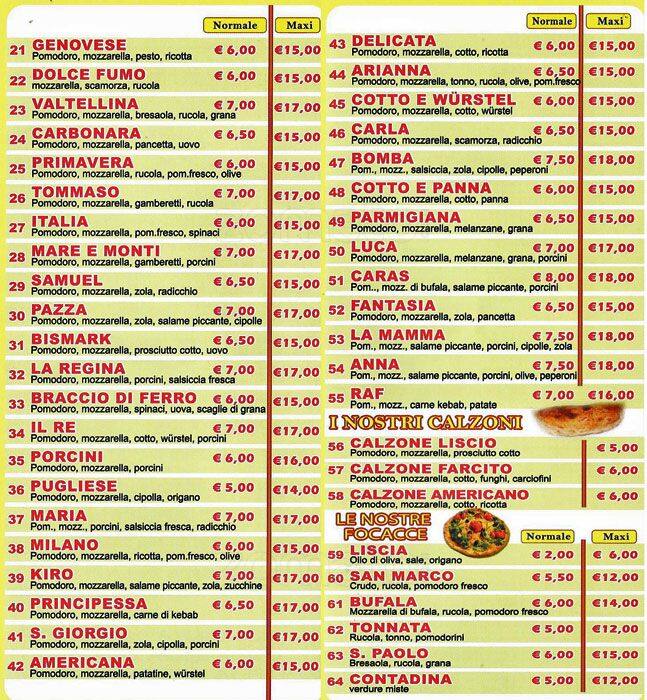 Menu di La Maria 