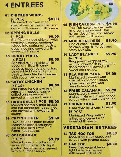 Thai Ingah Menu, Menu de Thai Ingah, Caringbah, Sydney Urbanspoon/Zomato