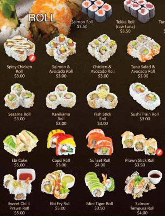 Sushi Train menu