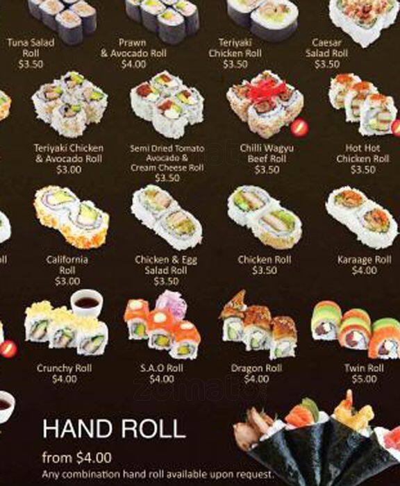 Sushi Train menu