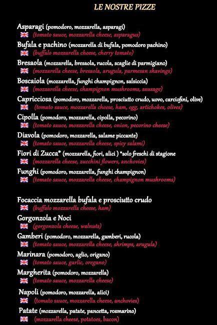 Menu di Uva di Roma 
