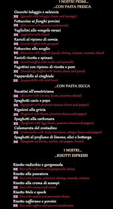 Menu di Uva di Roma 
